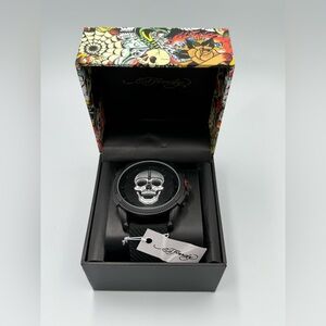 Ed Hardy Black and Silver Skull Watch